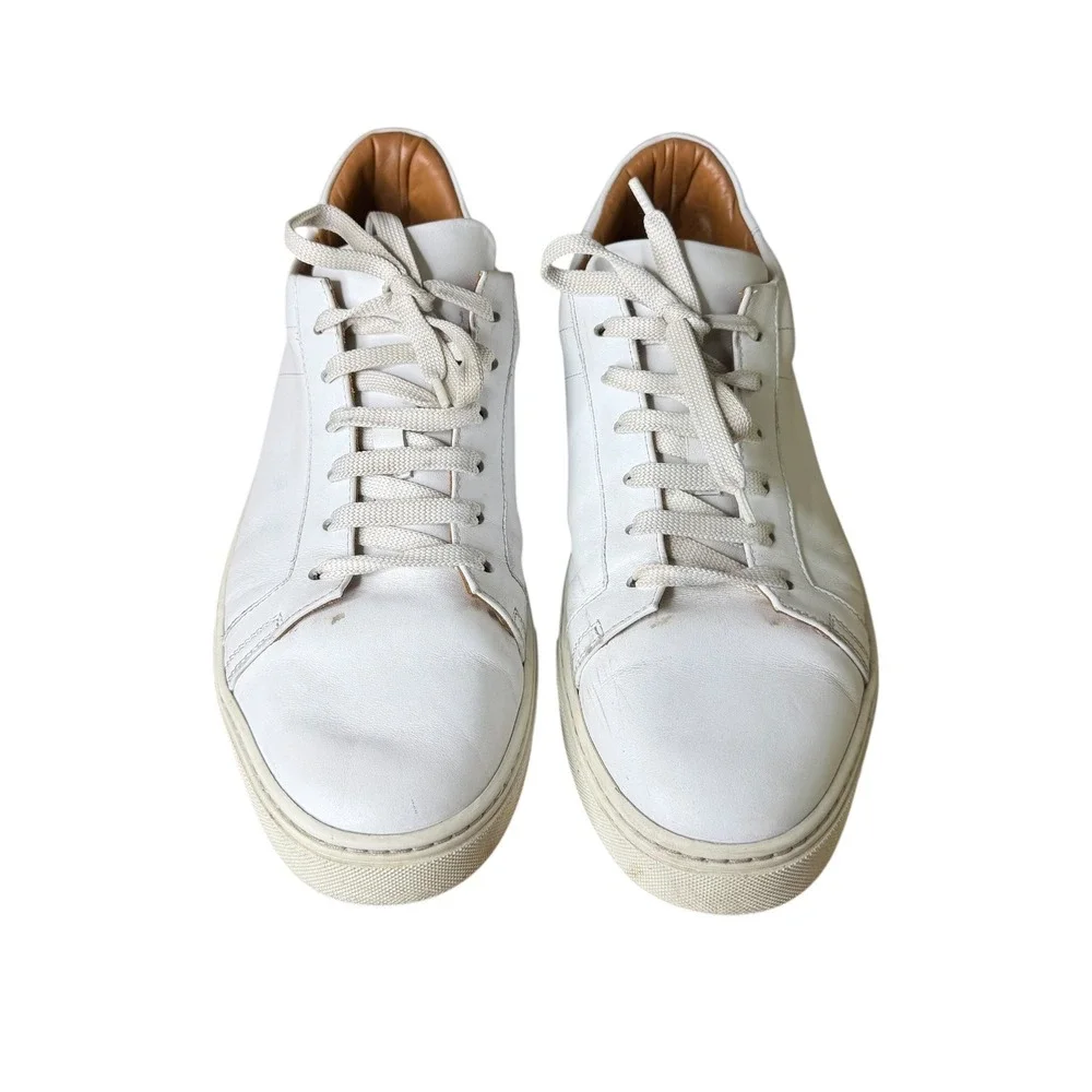 Armando Cabral Smart Minimalist Quiet Luxury Leather Sneakers White 9.5